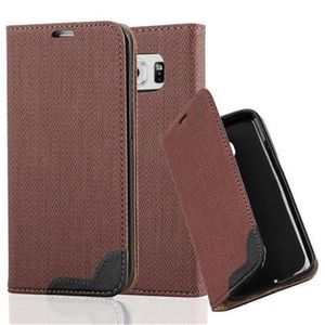 Cadorabo Hülle für Samsung Galaxy S6 EDGE Schutzhülle in Braun Cover Handyhülle Tasche Case Etui Standfunktion