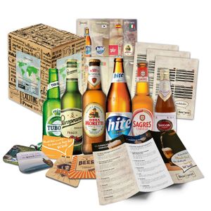 Biere der Welt (6 x 0,33l) internationale Bier Spezialitäten zum verschenken (Beste Biere der Welt mit Geschenkkarton (Bier + Tasting-Anleitung + Bierbroschüre + Brauereigeschenke + Geschenkkarton)