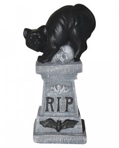 Deko Zementgrabstein mit Katze & RIP Aufschrift 14cm