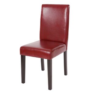 Esszimmerstuhl Littau, Küchenstuhl Stuhl, Leder  rot, dunkle Beine