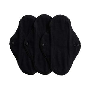 ImseVimse Cloth Pads Active waschbare Stoffbinden 3er-Set Panty Liners Slipeinlagen Schwarz Black