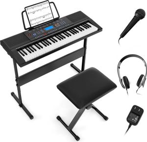 COSTWAY Prenosný elektronický keyboard so 61 klávesmi, stojanom a stoličkou, kompletné digitálne piano s 300 tónmi, 300 rytmami COSTWAY Prenosný elektronický keyboard so 61 klávesmi, stojanom a stoličkou, kompletné digitálne piano s 300 tónmi, 300 rytmami