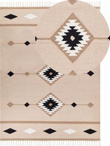 BELIANI Kelim-Teppich Mehrfarbig Baumwolle 160 x 230 cm mit Fransen Geometrischem Muster Handgewebt Zweiseitig Läufer Modern Wohnzimmer Schlafzimmer