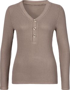 LASCANA Langarmshirt taupe Größe 40/42