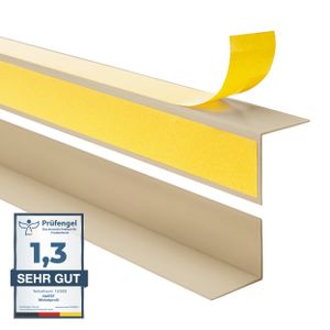 QUEST Tvrdý dekoratívny uhlový profil z PVC 15x15mm, 2m nalepený na vonkajšej strane, ochrana hrán, béžová