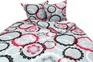 Bettwäsche,Waffelbettwäsche, 100% Baumwolle 160x200 2604-1 Rote und schwarze Spitze