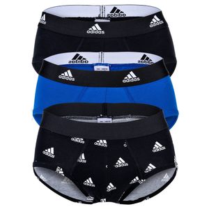 adidas Herren Slip, 3er Pack - Briefs, Active Flex Cotton, Logo, einfarbig Schwarz/Weiß/Blau M