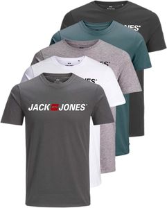 5er Pack Jack & Jones Herren T-Shirts Corp Tee Logo Shirt, 5er-Corp-OPT2-XL