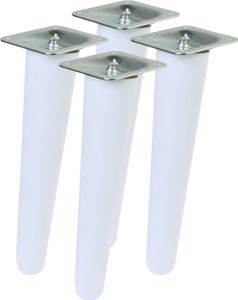 Schräg Buchenbein UNIQ 15 cm mit Montageplatte Weiß 4 Stück
