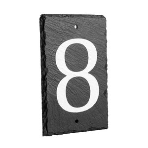 Hausnummernschild mit Befestigungen & Schutzkappen - Schiefer - Nummer 8