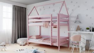 Kinderbett Etagenbett 3ft Einzelbett 90x190 90x200 80x160 cm Einzelbett Aus Kiefer Massivholz Für Kinder , Farbe:Rosa, Große:200 x 90 cm