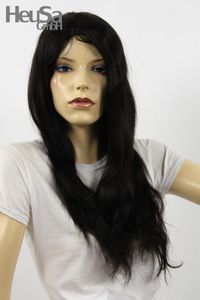 Braune Perücke Echthaar lang lockig Frauenperücke echtes Haar 62 cm handgeknüpft