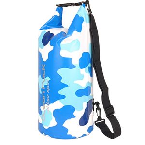 Dry Bag, wasserdichte Tasche mit Rolltop, Ideal beim Kajak Fahren Angeln Rafting Wandern Hell(Blau, 15L)