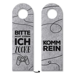 Nicht stören, ich zocke oder Komm rein Türhänger in Grau mit Zocker Motiv gaming