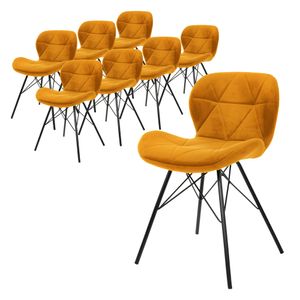 ML-Design sada 8 jídelních židlí s opěradlem, hořčicová, ze sametu