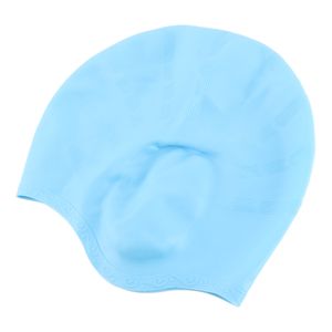Sport Badekappe, 1 STK. Unisex Silikon Badehut, stretch, komfortabel, langhaar Badekappe, Gehörschutz Badekappe für Schwimmbad (Blau)