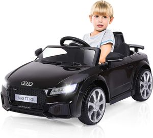 COSTWAY Audi 12V Kinderauto mit 2,4G-Fernbedienung 3 Gang Elektroauto 2,5-5km/h mit MP3 Musik Hupe & LED-Leuchten batteriebetriebenes Kinderfahrzeug Schwarz