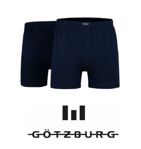 GÖTZBURG Herren Boxershort, Unterhose, Shorts - Baumwolle, Single Jersey, schwarz, uni, mit Eingriff, 2er Pack Größe: 9