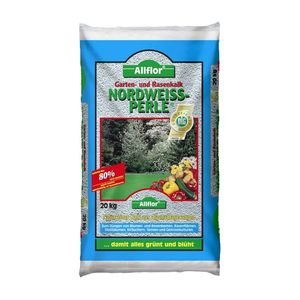 Allflor Nordweiss-Perle Gartenkalk 20kg, Sofort wirksamer und hochlöslicher Garten- und Rasenkalk zur Neutralisierung schädlicher Säuren