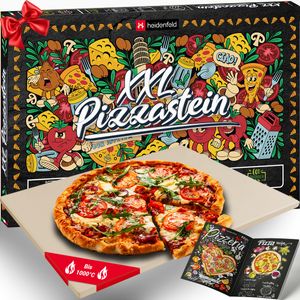 Heidenfeld Pizzastein 46,5 x 35,5 x 1,5 cm - Cordierit - Rechteckig - Für Backofen oder Grill - Zubehör Pizza Backen