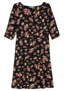 sheego by Joe Browns Damen Große Größen Jerseykleid in Wickeloptik, mit Blumendruck Jerseykleid Citywear feminin V-Ausschnitt - gemustert