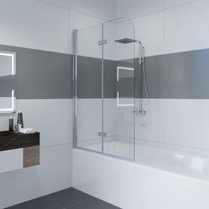 Duschwand für badewanne, 120 x 140 cm Duschwand Badewannenaufsatz Duschabtrennung mit Nano Easy Clean Glas