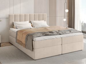 BroMARKT Boxspringbett DENVER mit 2 Bettkasten, Bonell-Matratze, Polsterbett, Bett (Beige, Cosmic 10, 140 x 200 cm)