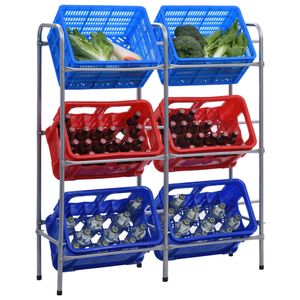 vidaXL Kistenregal für 6 Kisten Silbern 96x33x116 cm Stahl