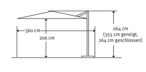 Schneider Sonnenschirm Rhodos Twist 300x300 cm anthrazit, ohne Platten, mit Plattenständer 730-15