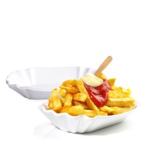 BigDean Pommes Schale Porzellan Currywurst Teller Dip Snack Imbiss Schälchen : 2 Stück