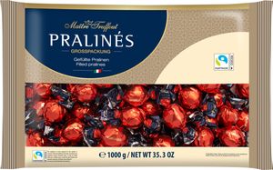 Maitre Truffout Pralinen Rot/Gold Milchschokolade mit Haselnusscremefüllung