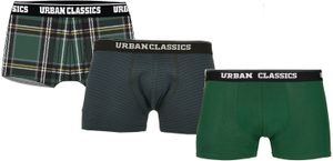 Pánské kraťasy Urban Classics Boxer Shorts 3-Pack dgrn plaidaop+btlgrn/dblu+dgrn - 5XL