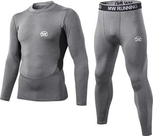 Herren Thermo Sportunterwäsche Set Herren Thermounterwäsche Skiunterwäsche Thermo Leggings Funktionswäsche für den Winter Sport Ultraleicht  Grau L