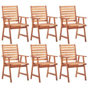 HOMMIE© Outdoor-Stuhl ,6er Set Gartenstühle Massivholz Akazie Relaxsessel Armlehnstuhl & schlichten Design