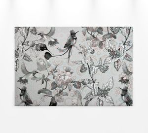 Leinwandbild Vögel Blumen Grau Weiß 90x60 DD120356 Keilrahmen Mosaik Wandbild