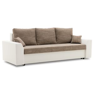 Couch PAUL 1 PRO 190x140 mit Schlaffunktion - Farben zur Auswahl - Schlafcouch mit Bettkästen, Stoff LAWA 02 + REAL 17 - CAPPUCCINO UND WEISS