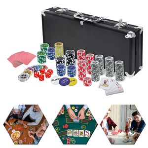 NAIZY Pokerset mit hochwertigen Chips Laser Pokerchips Poker inkl. 2X Pokerdecks, 5X Würfel, 1x Dealer Button, 2 Schlüssel, Aluminium-Gehäuse - Schwarz