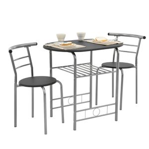 [cs.casa]® Bistro set černý/šedý Set stolu a židlí Sedací souprava Jídelní stůl+židle