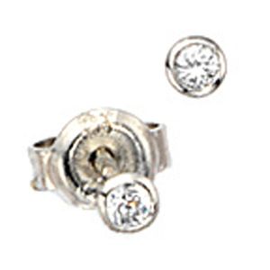 JOBO Ohrstecker rund 925 Sterling Silber rhodiniert 2 Zirkonia Ohrringe