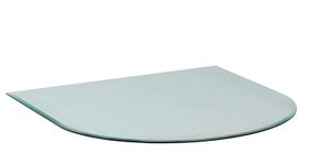 Glasplatte mit Rundbogen für Kaminofen und Tischplatte in 100x80cm Facettenschliff, Schutzplatte mit 6mm ESG Sicherheitsglas, Funkenschutzplatte, Glasboden für Kamin (Klarglas)