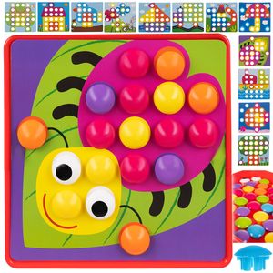 Mosaik Steckspiel 12 Bildkarten 45 bunten Steckknöpfe Montessori Spielzeug für Kleinkinder  23453