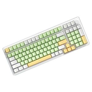 AJAZZ AK992 Dichtung Drahtlose mechanische Tastatur mit drei Modi, beleuchtete Tastatur, Hot-Swap-fähiger grüner Feld-Rotschalter (monochromes weißes Licht)