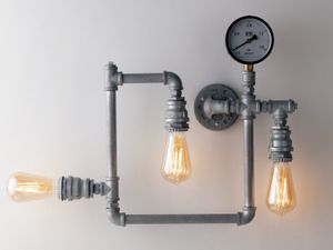 LED Innen Wandleuchte Industrial Wasserrohr Lampe 3-flammig ,Grau, Treppenhaus