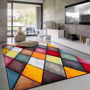 Teppich Wohnzimmer Kinderzimmer Kurzflor Modernes Geometrisches Muster 3D Effekt Grösse 80x150 cm