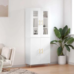 vidaXL Highboard biały wysoki połysk 69,5x34x180 cm materiał drewnopochodny