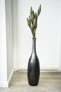 Vase Deko Bodenvase Fiberglas Delgada", Schwarz Silber - 18x77 cm"