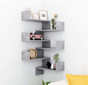 vidaXL Wand-Eckregale 2 Stk. Betongrau 40x40x50 cm Holzwerkstoff