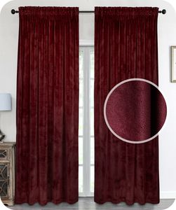 BEAUTEX Samt Vorhang, Kräuselband Verdunkelung Gardine, U-Band Velvet Blickdicht, 140x245 cm, Farbe wählbar (Bordeaux)