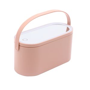 Kosmetický box Travelite Beautycase Cosmetic Case Přenosný úložný box Kosmetický organizér Vodotěsný s LED světlem Růžová barva