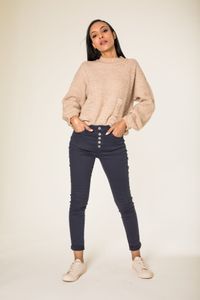 Damen Jeans High Waist Skinny Hose Stretch Shaping Pants, Farben:Dunkelblau, Größe:36